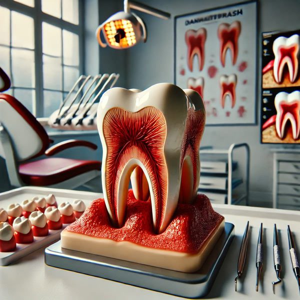 Modell einer entzündeten Zahnwurzel